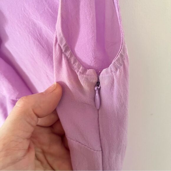 Halogen Lavender Purple Pure Silk Ruffle Sleeveless‎ Blouse - Picture 4 of 7